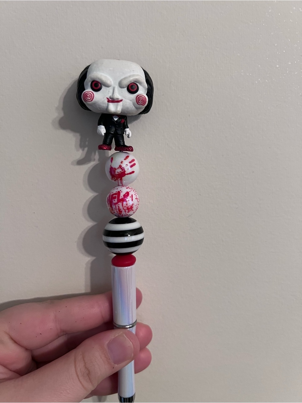 Horror Character Topper Pen with Red, White & Black Accents